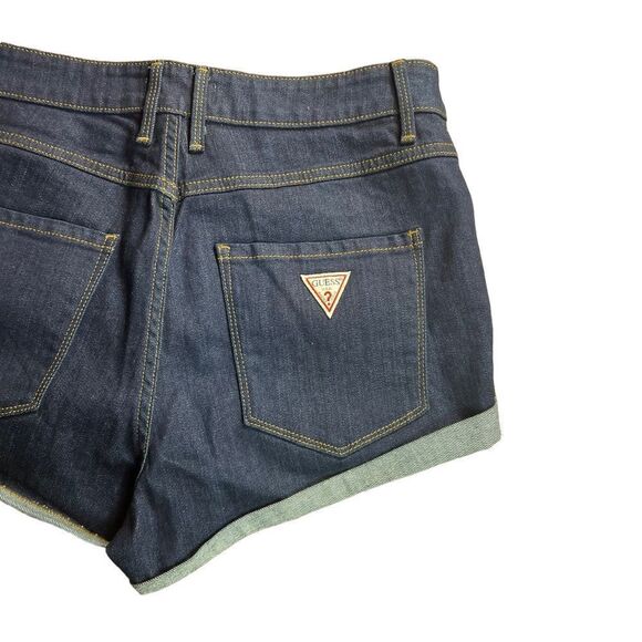 Vintage 1990s Guess Dark Wash Cuffed Denim Shorts - Picture 3 of 10